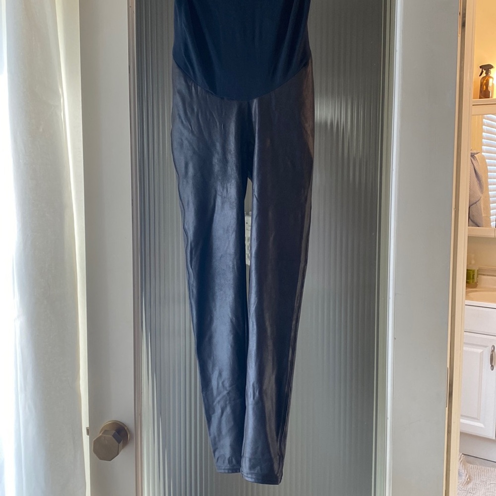 Spanx maternity faux leather leggings